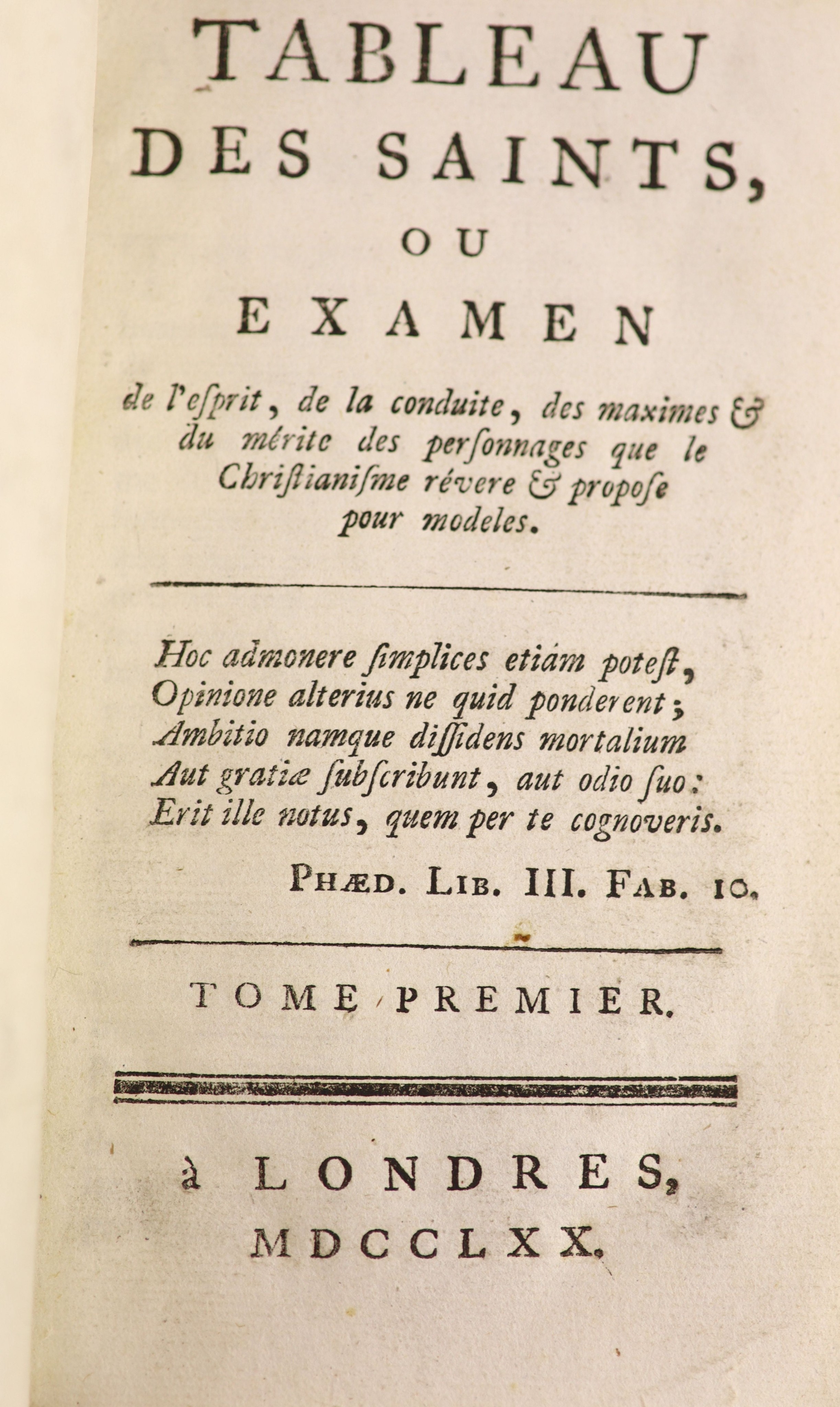 [Holbach, Paul Henri Dietrich] Tableau des Saints, ou Examen de l'esprit ...